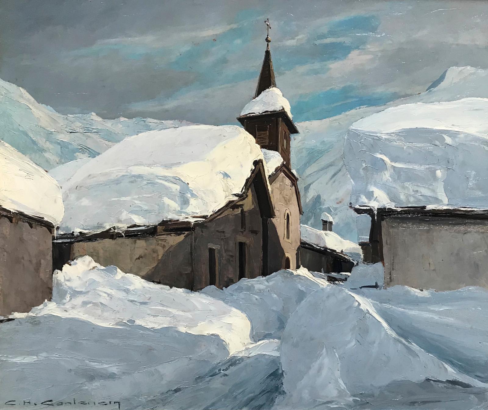 Charles-Henri Contencin (1898-1955), Église du Tour, huile sur Isorel, 46 x 55 cm. Paris, Drouot, 20 décembre 2017. Blanchet & Associés OVV (détail). 