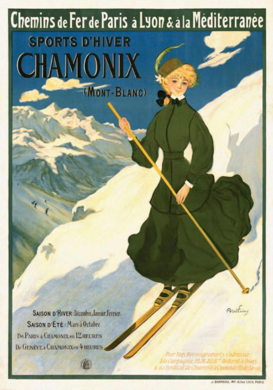 Abel Faivre (1867-1945). Affiche entoilée Sports d’hiver Chamonix (Mont-Blanc), 80 x 120 cm. Paris, Drouot, 11 décembre 2015. Tessier & Sarrou & Assoc