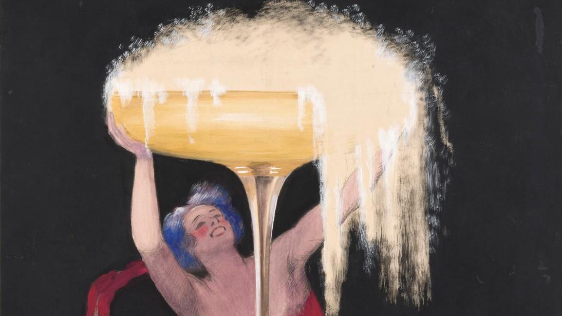 Leonetto Cappiello (1875-1942), Contratto, 1921, technique mixte entoilée, 160 x... Champagne pour l'affichiste Cappiello !