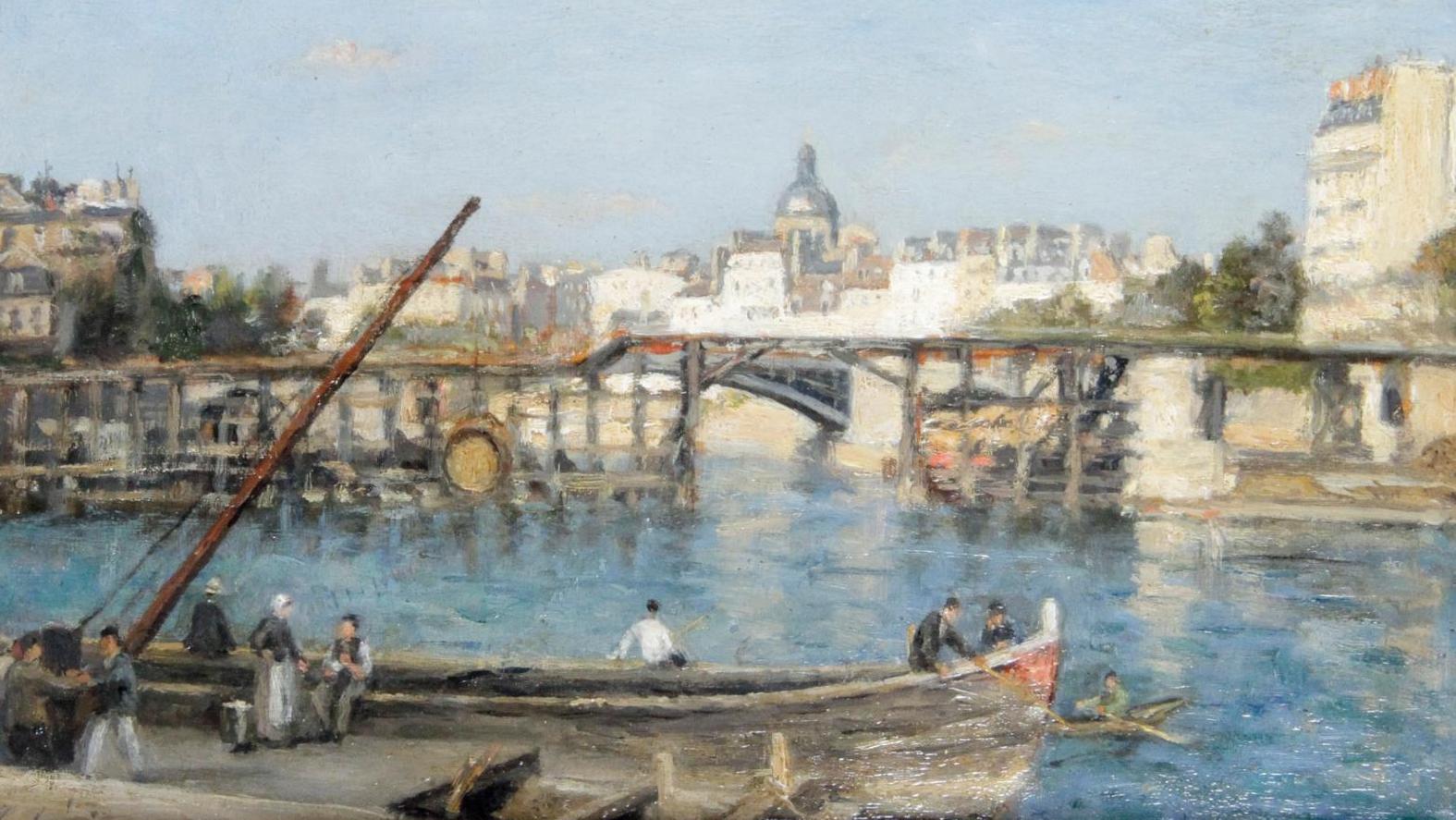 Stanislas Lépine (1835-1892), La Seine à l’Estacade, vers 1882-1885, huile sur panneau,... L’estacade parisienne de Lépine