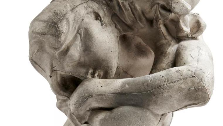 Auguste Rodin (1840-1917), Cariatide à l’urne, petit modèle, version avec urne simplifiée... Une petite version de la Cariatide à l’urne