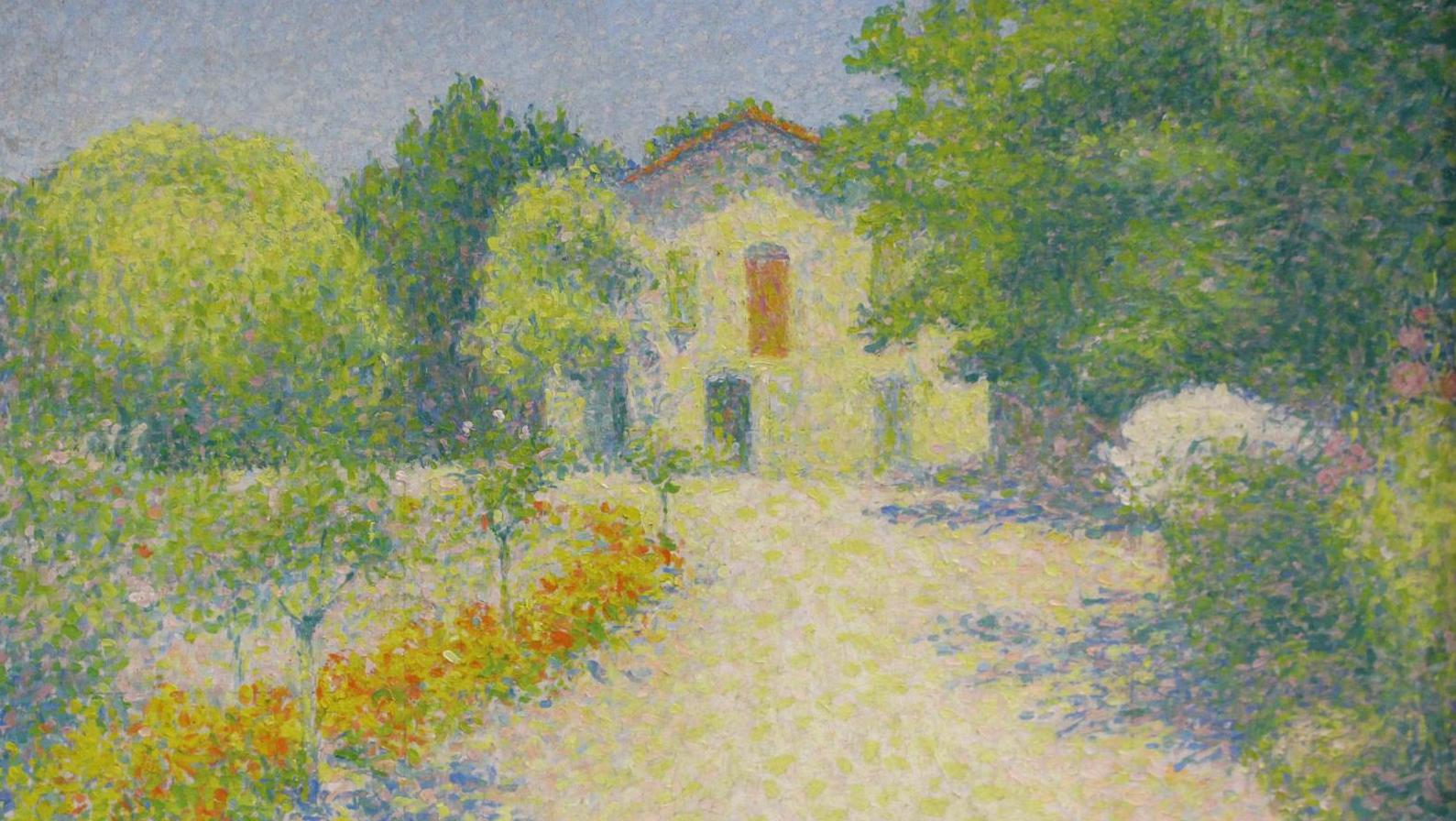 Achille Laugé (1861-1944), L’Alouette, maison de l’artiste à Cailhau, huile sur panneau,... Cadeaux entre Cailhautais