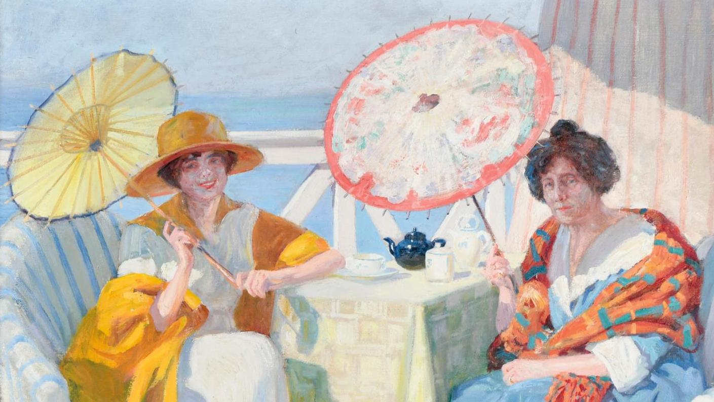 Lucien Jonas (1880-1947), Suzanne Jonas et sa belle-mère sur la terrasse à Villers,... L’atelier de Lucien Jonas