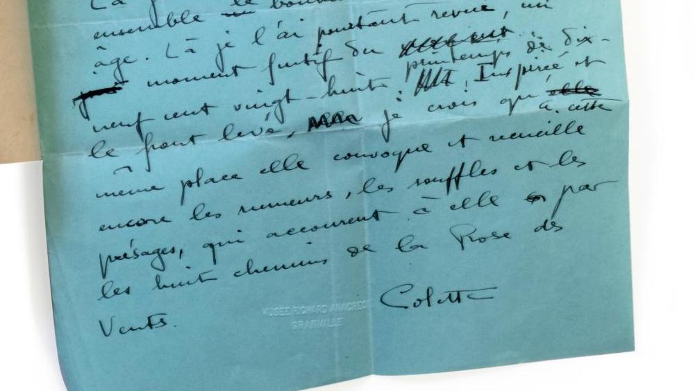 Colette (1873-1954), feuillet manuscrit correspondant à la page 73 de Sido (1930).... Colette. L’Intrépide