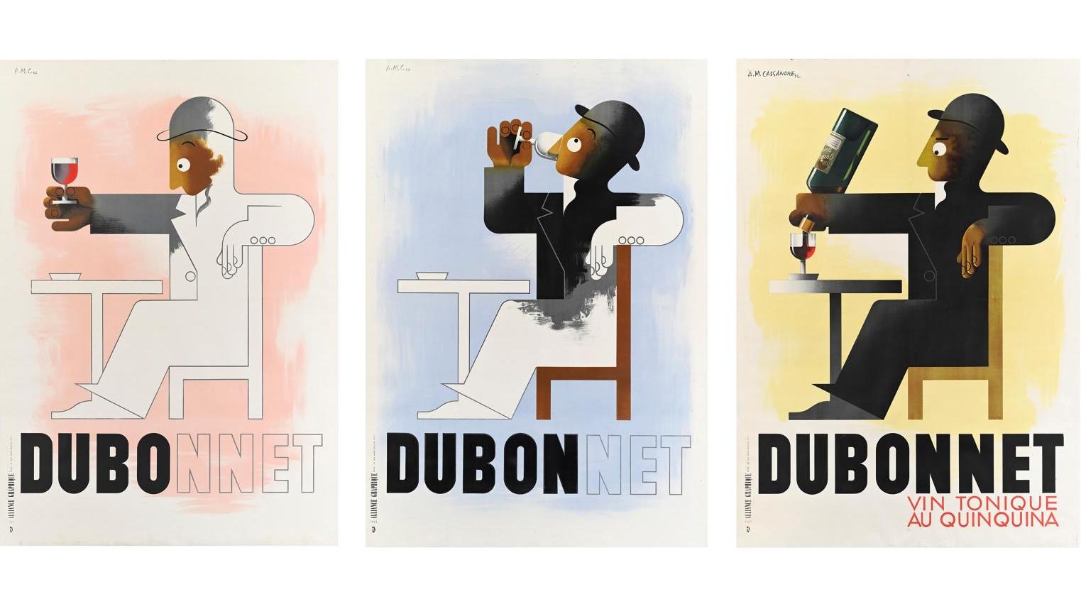 Adolphe Mouron Cassandre (1901-1968), Dubo, Dubon, Dubonnet, 199 x 139 cm, triptyque,... Cassandre's graphic genius