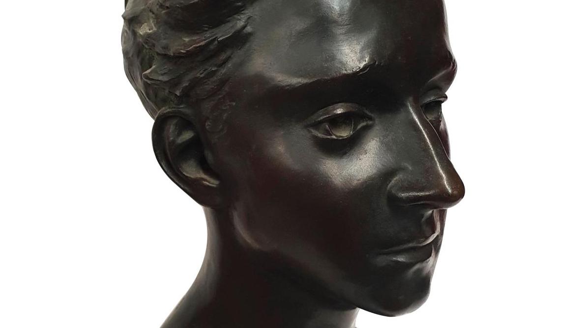 Bernard Guillame Eudixe de Banes-Gardonne, Le Prince impérial, buste en bronze à... Le Prince et son fidèle valet