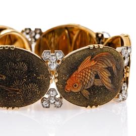 Un bracelet Namiki aux motifs aquatiques, entre japonisme et art déco - En vente