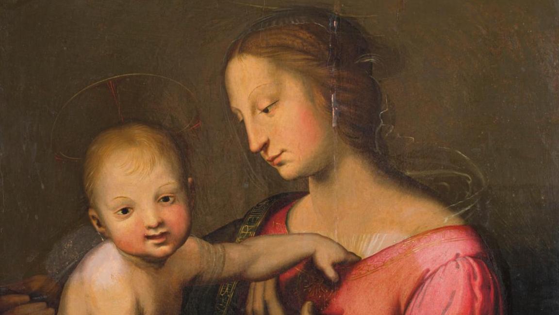 Entourage de Raphaël (1483-1520), Vierge à l’Enfant, dite Vierge de Logroño, vers... Une Vierge à l'Enfant de l’entourage de Raphaël