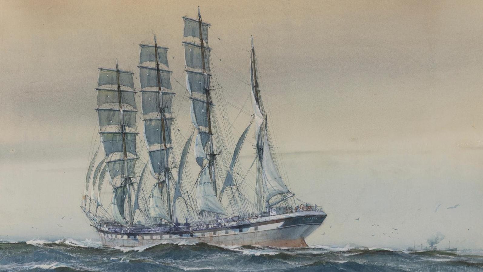 油彩画 AU RENDEZ-VOUS DES BARQUES The call of the sea | Gazette Drouot