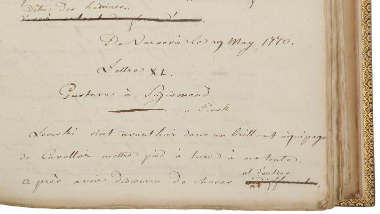 Jean-Paul Marat (1743-1793), manuscrit autographe Les Avantures du jeune conte Potowski,... Collection Aristophil : Marat, révolutionnaire sentimental