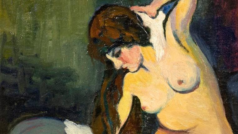 Suzanne Valadon (1865-1938), Jeune fille au bain, huile sur toile, 50 x 39 cm. Adjugé... Femme à sa toilette