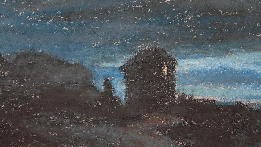 Claude Monet (1840-1926), Yport la nuit, pastel sur papier, contrecollé sur un papier... Claude Monet et des copies de Riesener