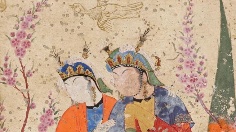 62 500 € Grand manuscrit poétique, Tohfat al-Ahrâr (Le Présent des hommes libres... Cote : la miniature persane
