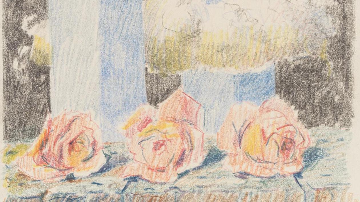 René Magritte (1898-1967), Cangement de vitesse, 1951, crayons de couleur sur papier,... Magritte et Picasso à vive allure