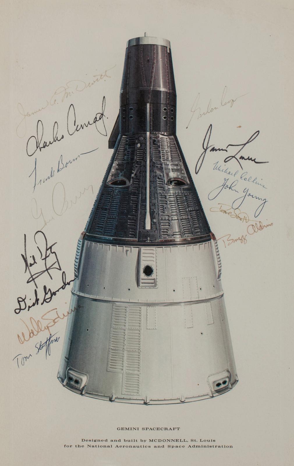 4 464 € Apollo, Gemini Spacecraft. Designed and Built by McDonnell, St. Louis for the National Aeronautics and Space Administration, gravure, 14 signa