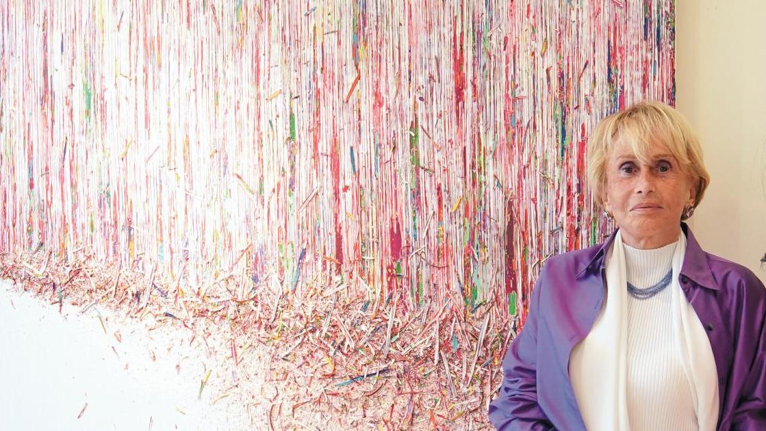 Anisabelle Berès-Montanari devant une œuvre de l’artiste coréenne Kyung Ae Hur (née... La saga Berès au féminin