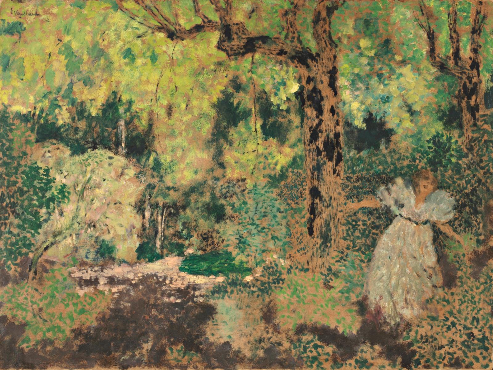 Édouard Vuillard (1868-1940), Misia dans un bois, vers 1897-1899, huile sur carton, 42,1 x 56 cm. 