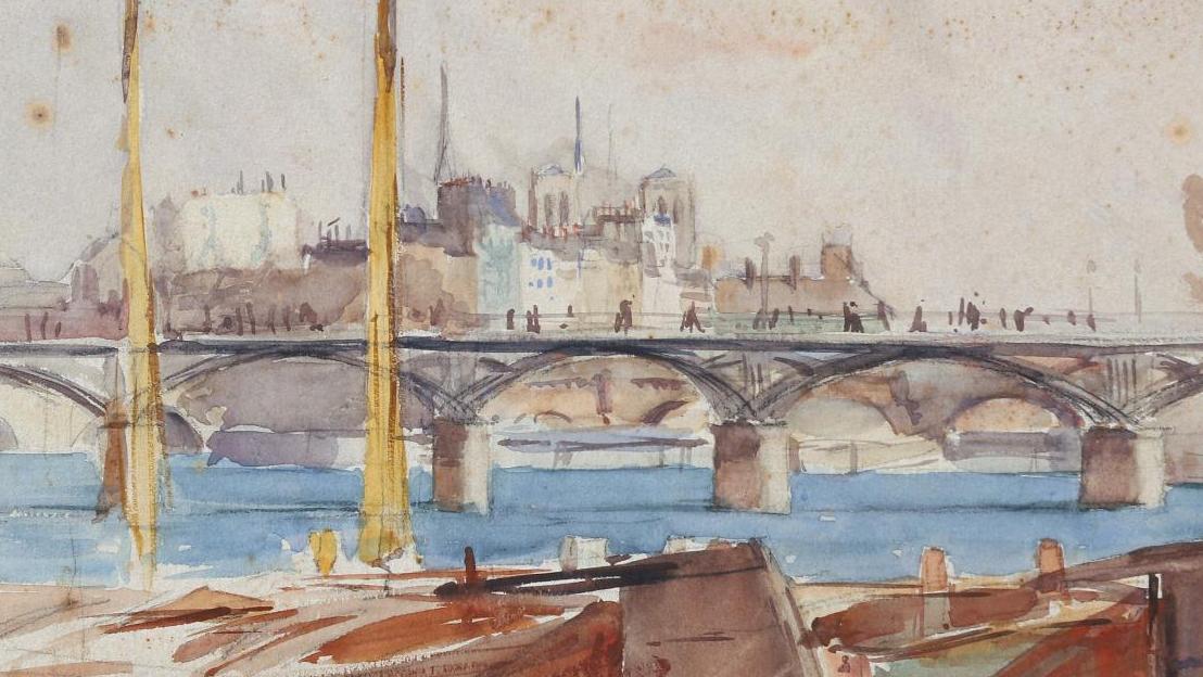 Raoul Dufy (1877-1953), La Passerelle du pont des Arts, 1902, aquarelle sur traits... Un pont entre deux rives