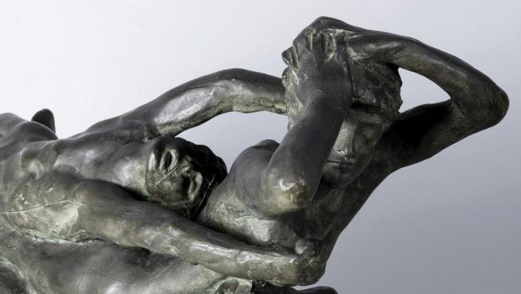 Auguste Rodin (1840-1917), Fugit Amor, petit modèle, épreuve en plâtre peint couleur... Paolo et Francesca, une passion impossible