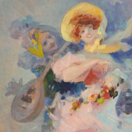 Jules Chéret en peinture avec Deux Danseuses - En vente
