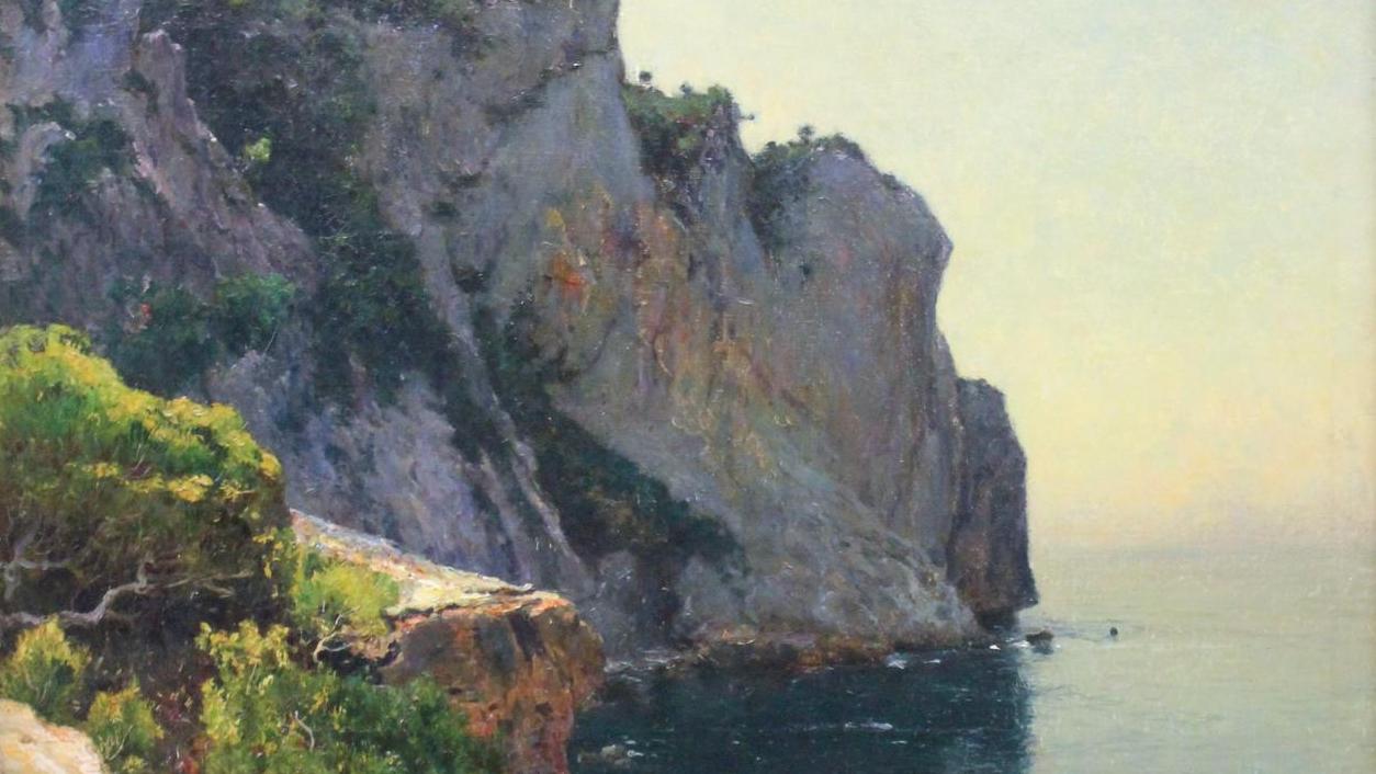 Jean-Baptiste Olive (1848-1936), Calanque d’En-Vau, huile sur toile, 122 x 97 cm.... Dans les calanques avec Jean-Baptiste Olive