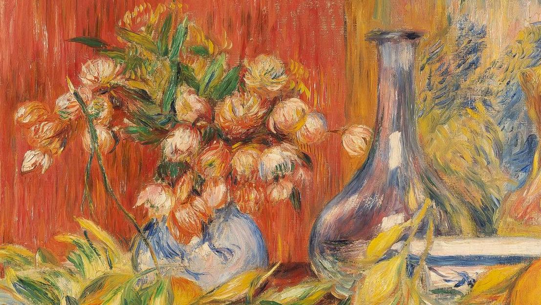Pierre-Auguste Renoir (1841-1919), Nature morte, fleurs, oranges et citrons, huile... Peintures et objets de successions : Le choix de dames de goût