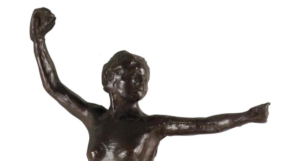 Edgar Degas (1834-1917), Préparation à la danse, pied droit en avant, épreuve en... Mouvement instable saisi dans le bronze