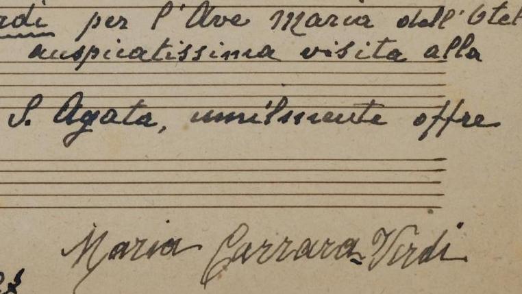Giuseppe Verdi (1813-1901), manuscrit autographe de 4 pages in-folio pour son opéra... Shakespeare par Verdi
