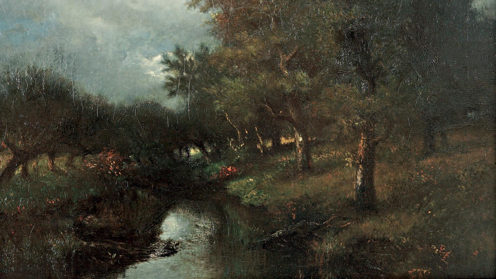 Jules Dupré (1811-1889), La Saulaie, étang de Viveray près de L’Isle-Adam, huile... Jules Dupré l'ermite de L'Isle-Adam