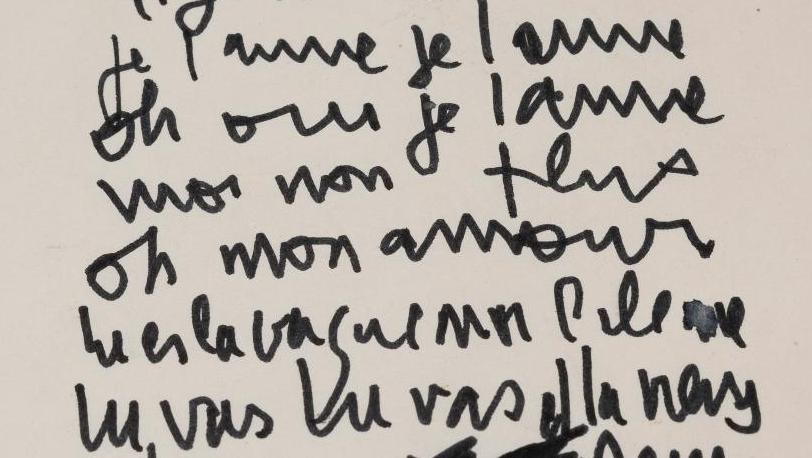Serge Gainsbourg (1928-1991), Je t’aime moi non plus, manuscrit autographe signé... Nouvelle salve de ventes Aristophil 