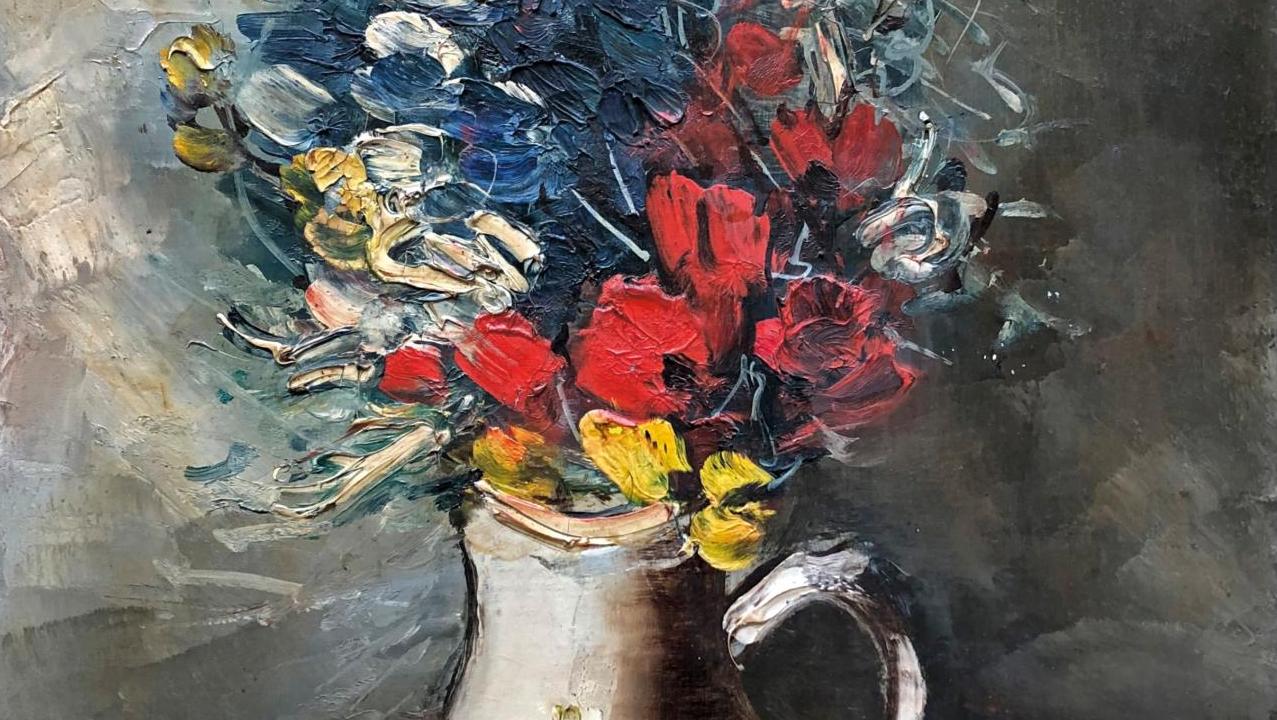 Maurice de Vlaminck (1876-1958), Bouquet de fleurs, huile sur toile, 55 x 46 cm.... La vie de village par Maurice de Vlaminck