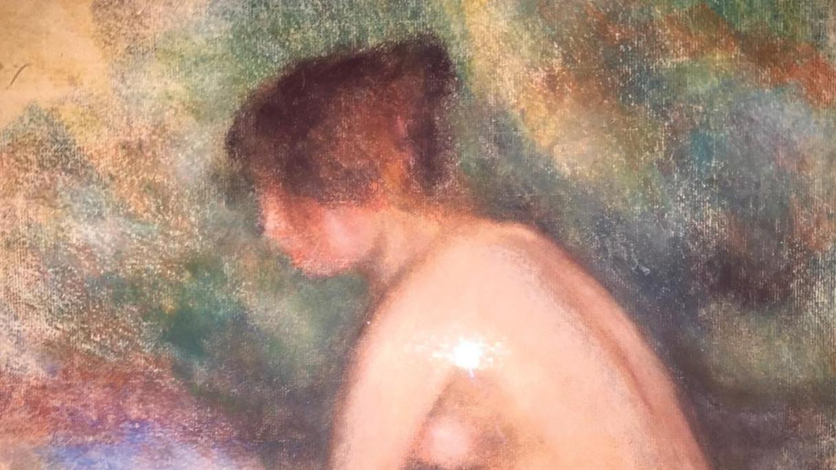 Pierre-Auguste Renoir (1841-1919), Baigneuse, vers 1900, contre-épreuve, pastel sur... Quand Renoir valse avec Claudel 