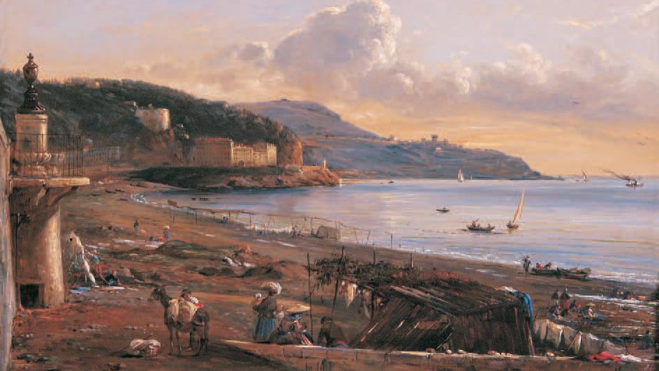 Jules Defer (1803-1902), Pêcheurs quai des Pochettes, huile sur toile, 26 x 42 cm.Nice,... La Côte d'Azur et ses peintres 