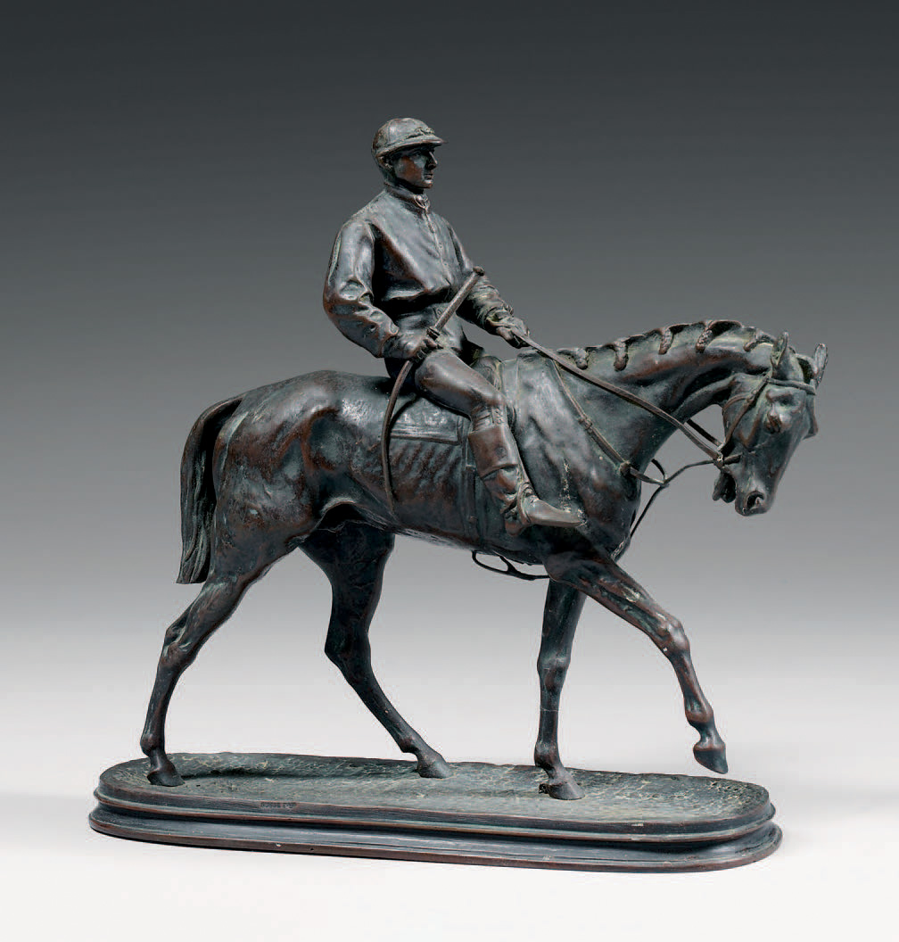 Jockey à cheval de Pierre-Jules Mène (fondeur Susse), bronze, 24,5 x 27 cm, XIXe siècle.Paris, Drouot, 10 juin 2009. Beaussant - Lefèvre SVV. MM. Baco
