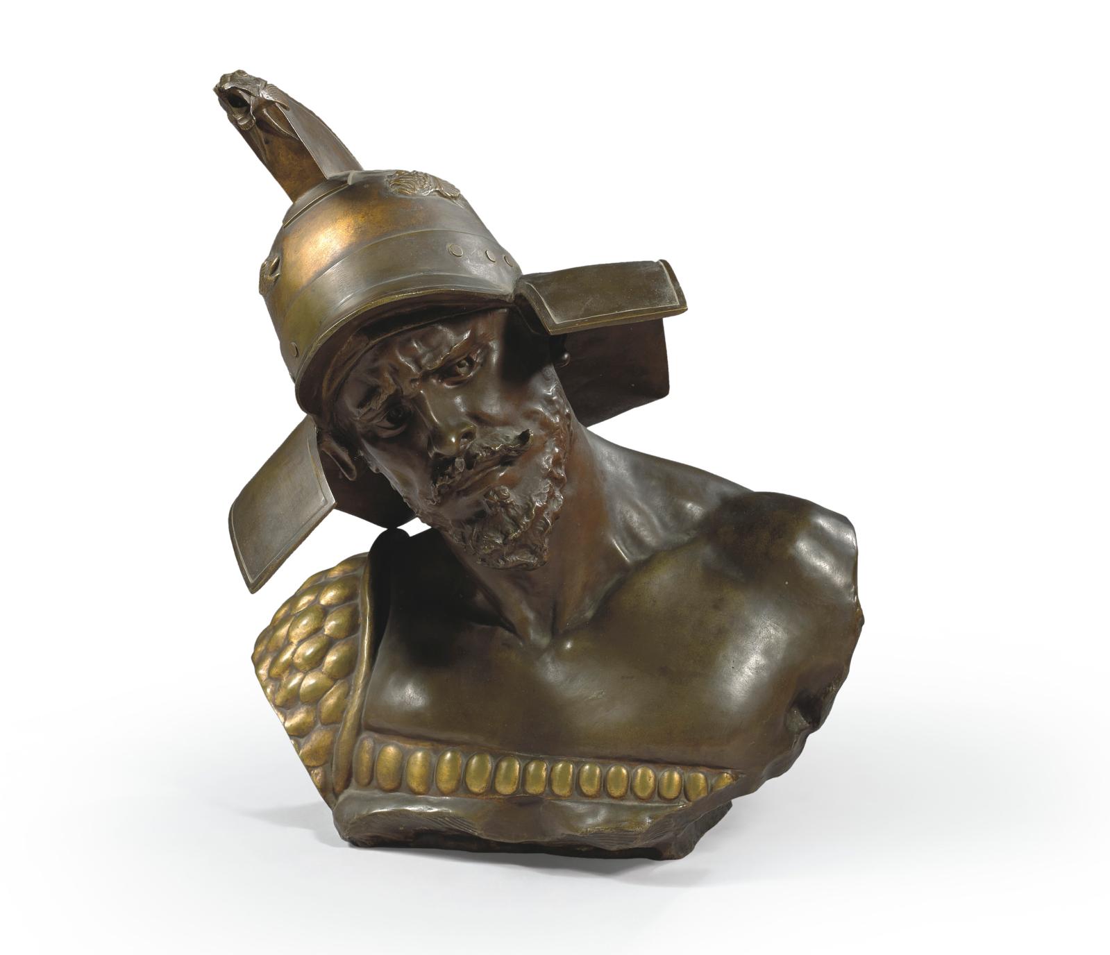 Richard Aurili (1834-vers 1914), Le Gladiateur, vers 1900, bronze à patine médaille, h. 61 cm.Paris, Drouot, 25 mars 2015. Maigret (Thierrry de) OVV. 