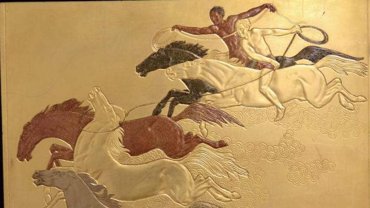 27 830 €Jean Dunand (1877-1942), La Conquête du cheval, panneau décoratif en stuc... Souvenirs de paquebots