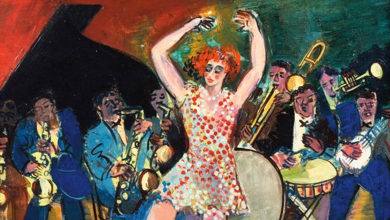 Jean Dufy (1888-1964), Au cabaret, huile sur toile, signée et datée «Jean Dufy 29»,... Jean Dufy sur un rythme de jazz