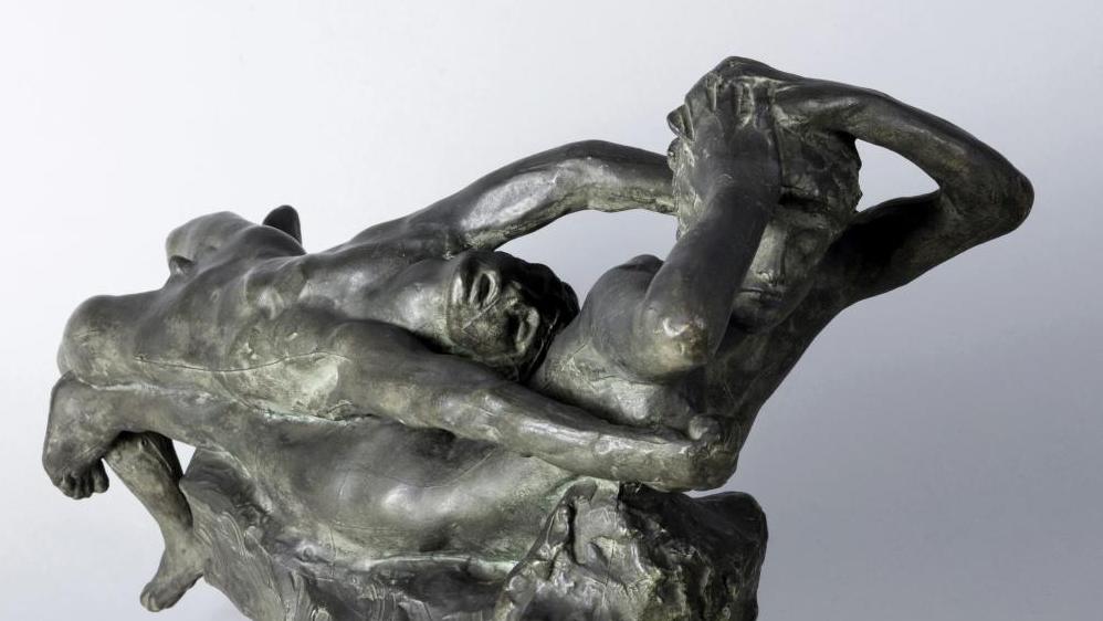 Auguste Rodin (1840-1917), Fugit amor, petit modèle, épreuve en plâtre peint couleur... Amour interdit