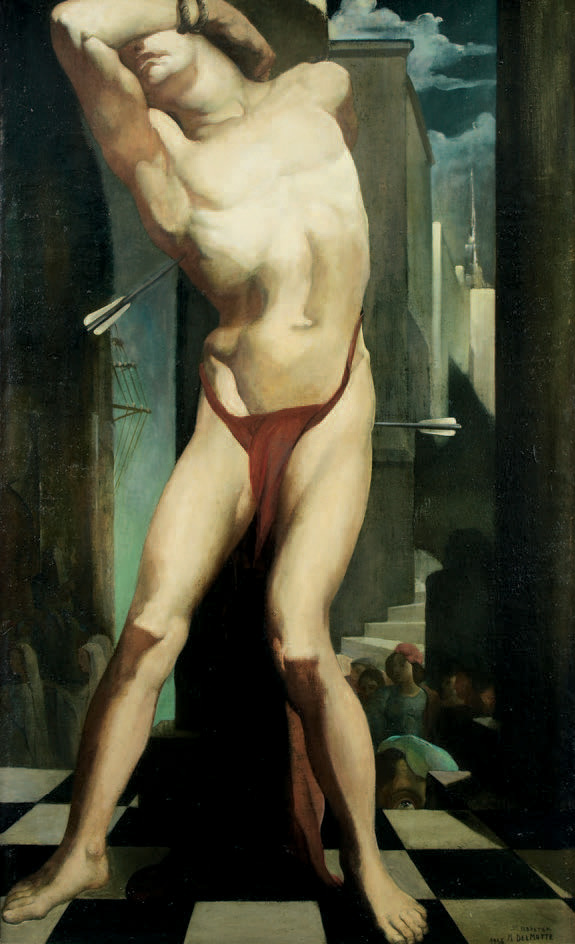Marcel Delmotte (1901-1984), Saint Sébastien, huile sur toile (190 x 115,5 cm), 1936. Paris Drouot, 19 juin 2009. Aguttes SVV. M. Coissard.48 867 € fr