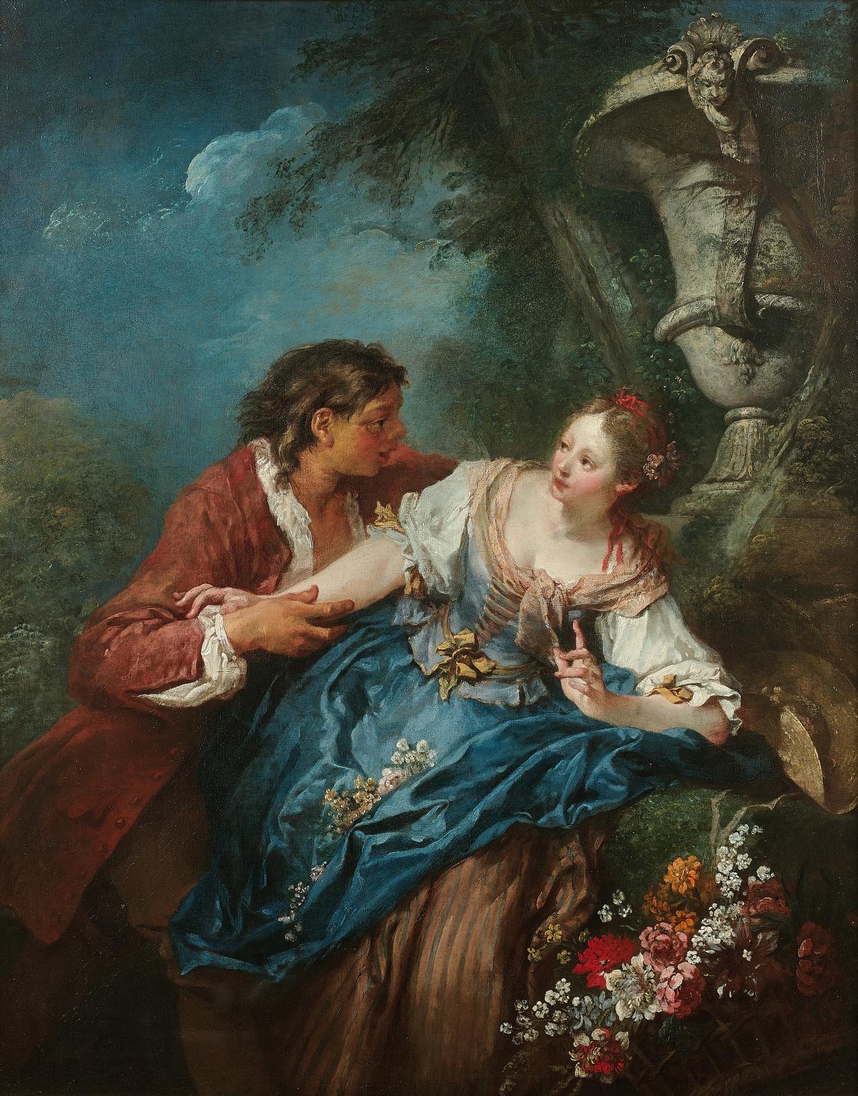 François Boucher (1703-1770), "La Jardinière surprise", oil on canvas, 1737 (or 1727), 81 x 63.5 cm (detail).On 2 April, Drouot, OVA: Artcurial.Result
