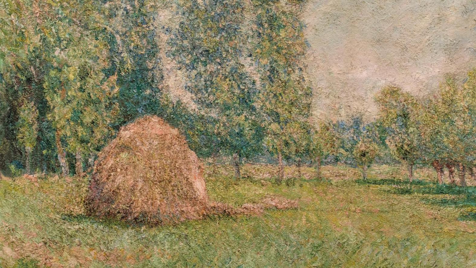 Blanche Hoschedé-Monet (1865-1947), Meule de foin, huile sur toile signée, 54,5 x 65,5 cm.... Honneur au paysage