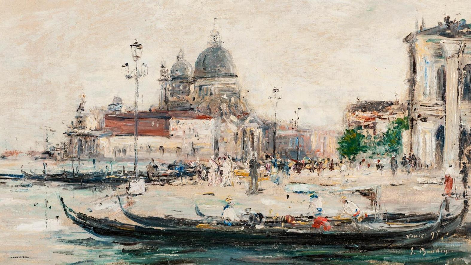 Eugène Boudin (1824-1898), Venise. Le Môle à l’entrée du Grand Canal et la Salute,... Boudin et Vuillard, atmosphère, atmosphère…