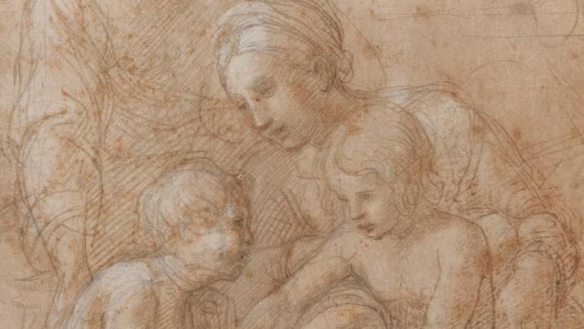 Attribué à Giovanni Francesco Penni (1488-1528), La Sainte Famille avec saint Jean-Baptiste... Une question d’attribution…