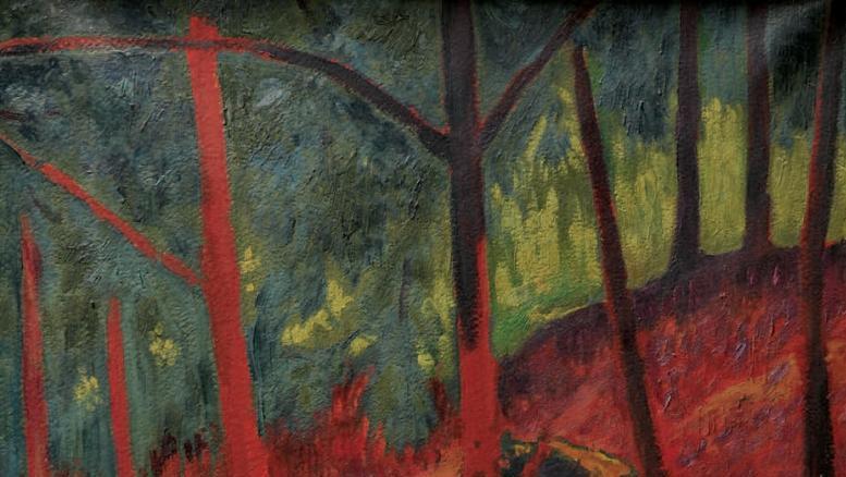 Paul Sérusier (1864-1927), Le Bois rouge, vers 1895, huile sur carton marouflée sur... Paysage prophétique 