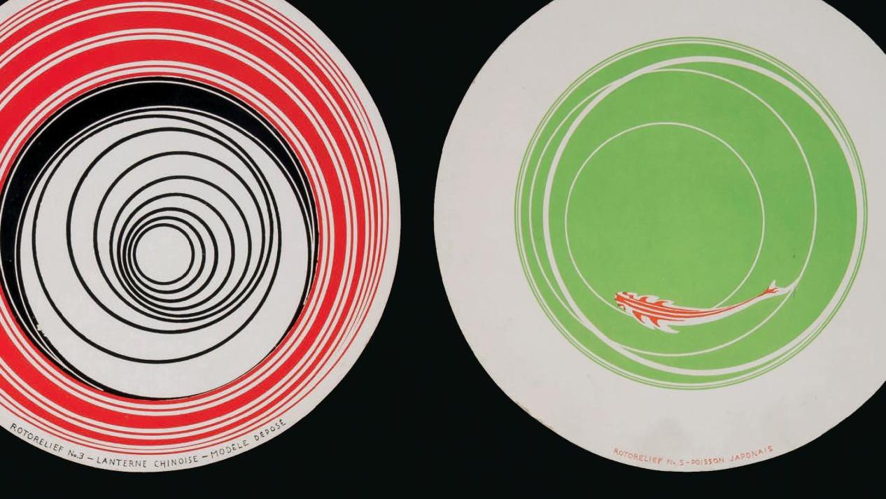 Marcel Duchamp (1887-1968), Rotoreliefs, suite complète de six disques en carton,... Silence, on tourne ! 