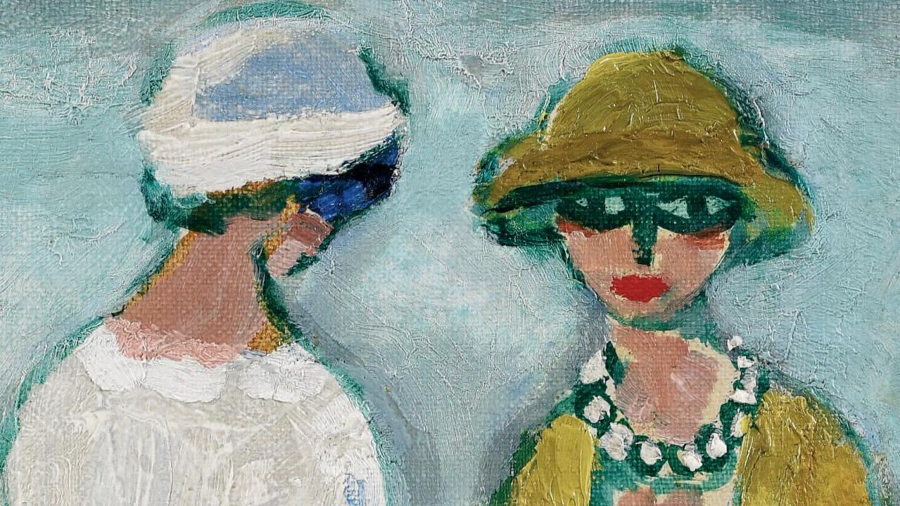 Kees Van Dongen (1877-1968), Les Élégantes à Deauville, huile sur toile, 47 x 33... L’élégance de la peinture