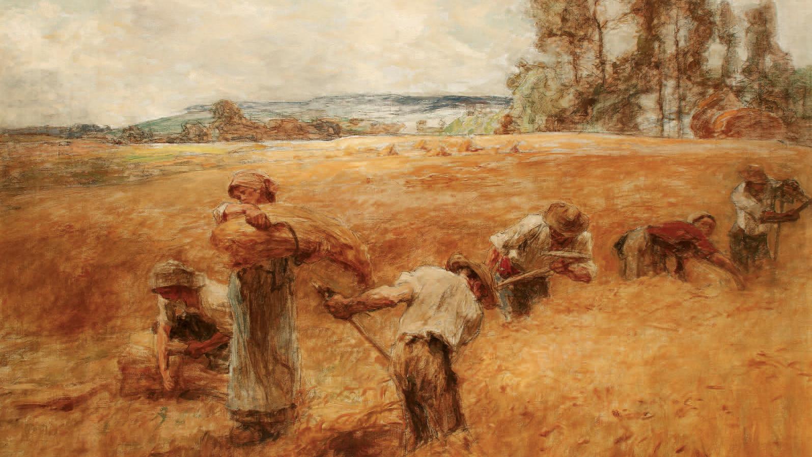 Léon-Augustin Lhermitte (1844-1925), Moisson à Mézy, 1913, huile sur toile, 94 x... Chronique du monde rural