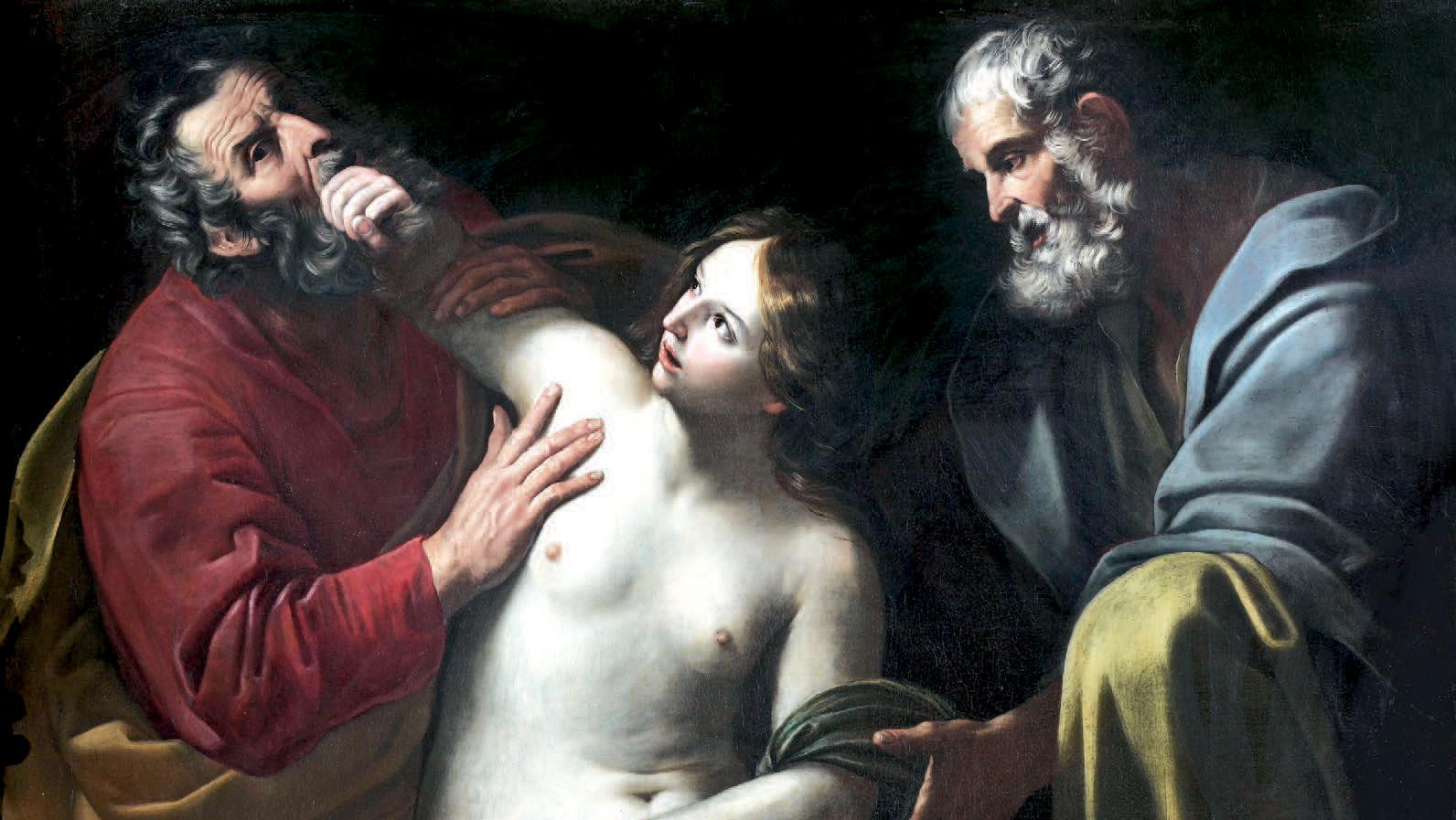 Giovanni Giacomo Sementi (1580- 1636), Suzanne et les vieillards, toile, 118 x 152 cm.... Belle et désirable