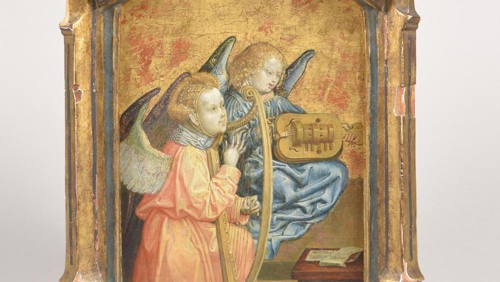 Attribué au Maître du retable de saint Barthélemy (vers 1450-vers 1510), Anges musiciens,... Derniers éclats de la peinture gothique en Rhénanie
