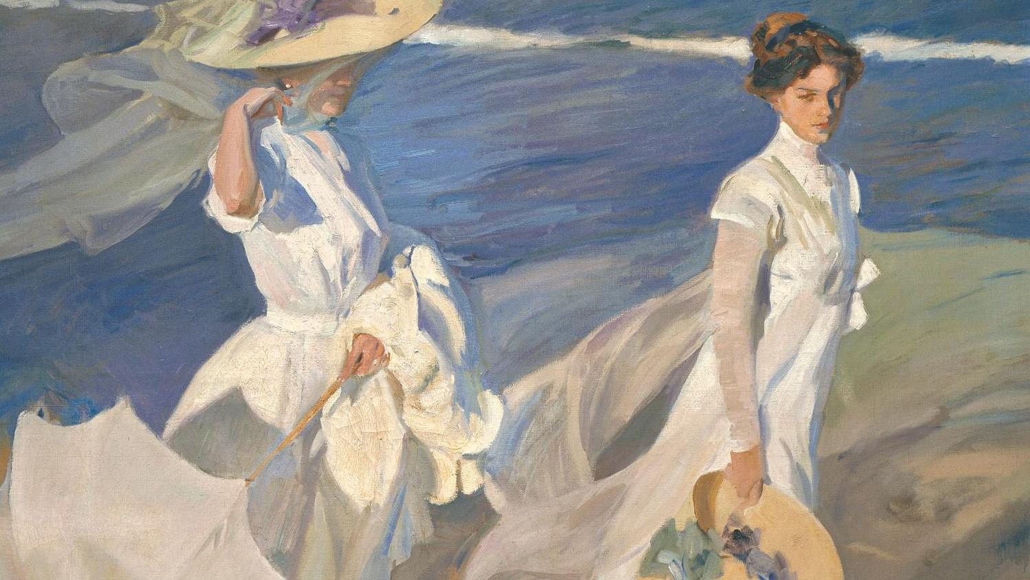 Joaquín Sorolla (1863-1923), Promenade sur la plage, 1909, huile sur toile, 205 x 200 cm.... Sorolla, maître de la lumière